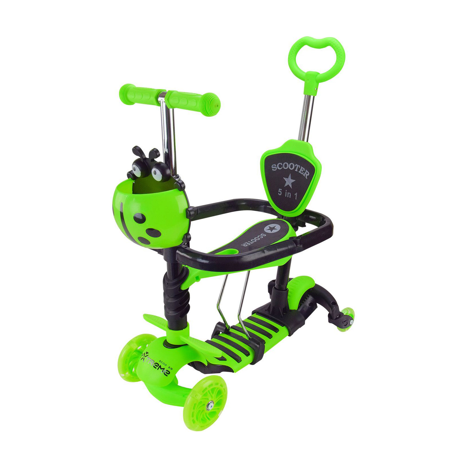 Дитячий самокат Shantou Jinxing Scooter триколісний, зі світлом, від 3 років, зелений  (SC2501)